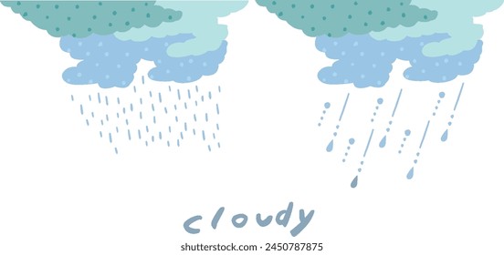 Hand Drawn Wind Simple Material Illustration Set of Rain and Rain Clouds