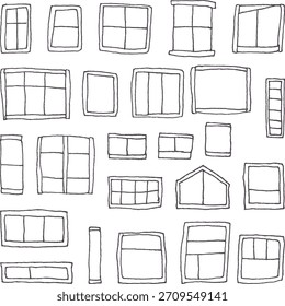Conjunto de ilustración de ventana dibujada a mano