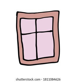 Hand drawn windows. Doodle illustration. Relaxing art therapy. Simple elements isolated on white background