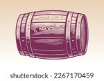 Hand drawn wine, beer, whisky, rum, bourbon barrel illustration. Vintage engraving style woodcut vector illustration Eps 10