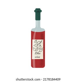 Hand drawn wine bottle in flat style, isolated on white background vector illustration