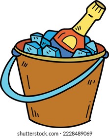 Hand Drawn Wine bottles and ice buckets illustration isolated on background