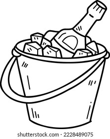 Hand Drawn Wine bottles and ice buckets illustration isolated on background