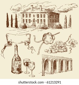 hand drawn wine collection