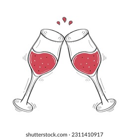 Hand Drawn Wine Glass Icon Vector Design.