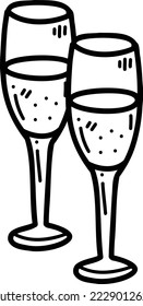 Hand Drawn wine glass illustration isolated on background