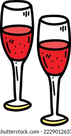 Hand Drawn wine glass illustration isolated on background