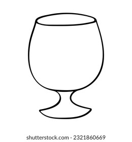 Hand drawn wine glass illustration. Alcohol drink clipart in doodle style. Single element for design