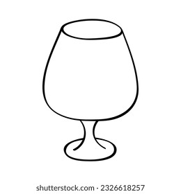 Hand drawn wine glass illustration. Alcohol drink clipart in doodle style. Single element for design