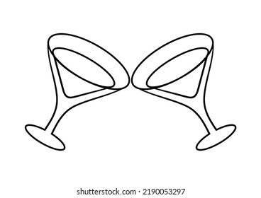 hand drawn wine glass on white background