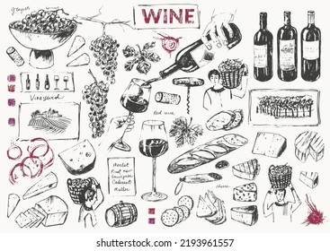 Hand drawn wine illustration