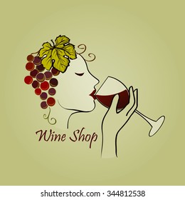 Hand drawn Wine label with glass of wine. Winemaking concept