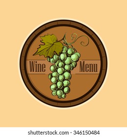 Hand drawn Wine label with grapes. Winemaking concept