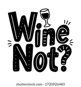 Vino dibujado a mano no texto con una copa de vino, celebrando reuniones divertidas y sociales