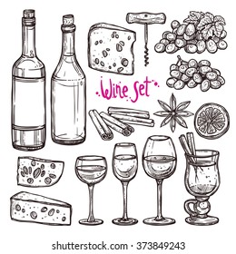 Hand Drawn Wine Sketch Collection