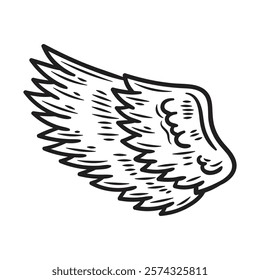 Hand Drawn Wing Illustration Colorless - 06