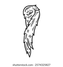 Hand Drawn Wing Illustration Colorless - 02