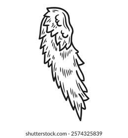 Hand Drawn Wing Illustration Colorless - 13