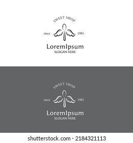 Plantilla de diseño del logotipo de la cuchara alada dibujada a mano