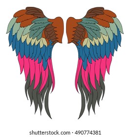 hand drawn wings of bird vector