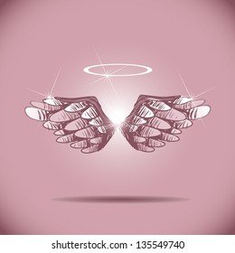 Hand Drawn Wings. EPS 8 vector, grouped for easy editing. No open shapes or paths.