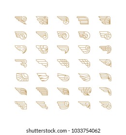 Hand Drawn Wings. Set of design elements. Vector illustration