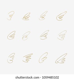 Hand Drawn Wings. Set of design elements. Vector illustration