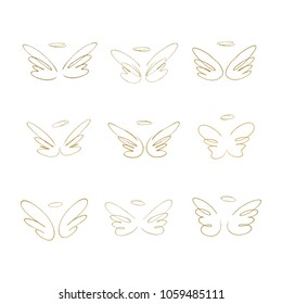 Hand Drawn Wings. Set of design elements. Vector illustration