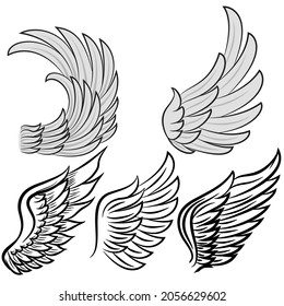 hand drawn wings in tattoo style vector
