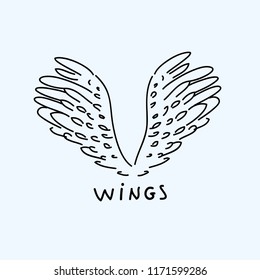 Hand drawn wings vector illustration. Wings icon