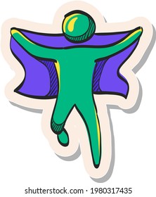 Hand drawn Wining sprinter icon in sticker style vector illustration