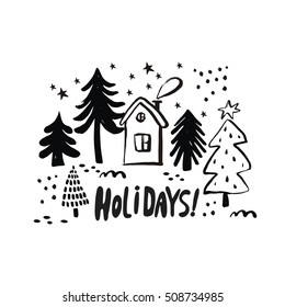 Hand drawn winter card