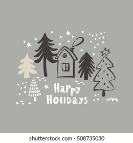 Hand drawn winter card
