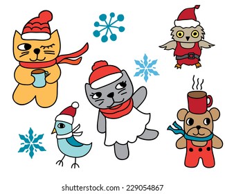 Hand Drawn Winter Christmas Characters