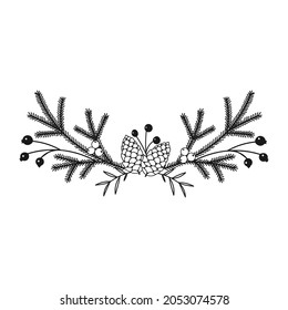 Hand Drawn Winter Christmas Floral Bouquet