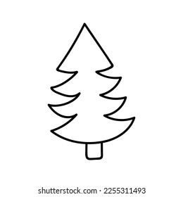 Hand drawn winter Christmas tree. Vector illustration of doodles