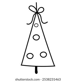 Hand drawn winter Christmas tree. Vector illustration of doodles
