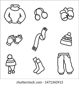 Hand drawn winter clothes. Isolated vector illustration.