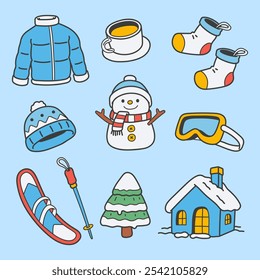  Hand drawn winter element collection