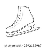 Hand drawn winter figure skates. Sketch of ice figure skates for figure skating in winter. Winter active outdoor recreation. Outline drawing of shoes with blades for figure skating isolated. Vector