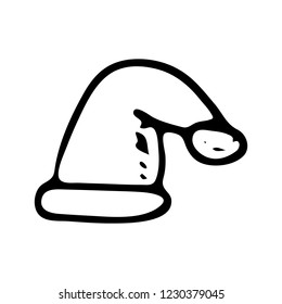 Hand drawn winter hat doodle. Sketch winter icon. Decoration element. Isolated on white background. Vector illustration.