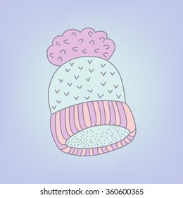 Hand drawn winter hat vector illustration