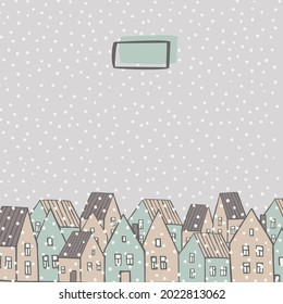 Hand drawn winter houses. Vector sketch  illustration.