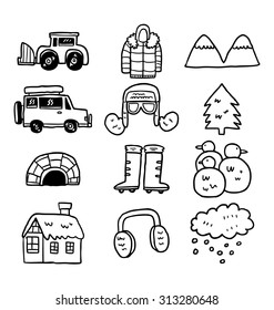 hand drawn winter icon