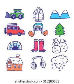 hand drawn winter icon
