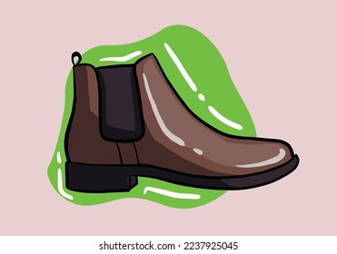 Hand drawn winter men boot. Flat Winter boot design for web, print, t-shirt and mobile. shoe boot illustration
