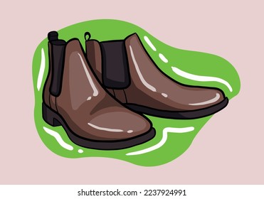 Hand dibujó botas de hombres de invierno. Diseño de botas de invierno planas para web, impresión, camiseta y móvil. ilustración de botas de zapatos