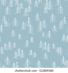Hand drawn winter seamless patterns. Doodle Christmas, Noel, New Year backdrop. Decorative background for fabric, textile, wrapping paper, card, invitation, wallpaper, web design