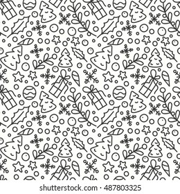 Hand Drawn Winter Season Seamless Pattern.