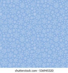Hand drawn winter sketch snowflakes seamless pattern. Backdrop for Christmas, Noel, New Year design. Decorative background for fabric, textile, wrapping paper, card, invitation, wallpaper, web design